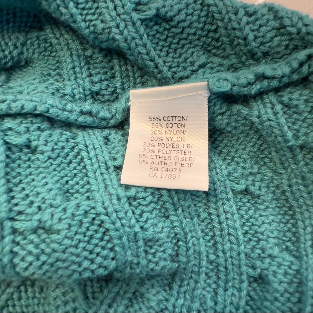 Banana Republic Cable Knit Tunic Sweater Green Dolman Sleeve Women’s Large - Picture 6 of 8